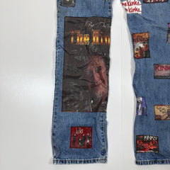 Vintage Patchwork Blue Denim Jeans W34 L34