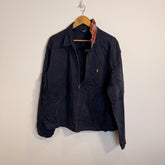Ralph Lauren Navy Quilted Jacket with Checkered Collar