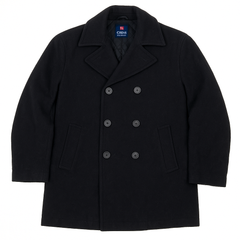 Chaps Black Wool Peacoat