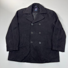 Chaps Black Wool Peacoat