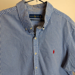 Ralph Lauren Men’s Blue Grid Oxford Short Sleeve Shirt – P671