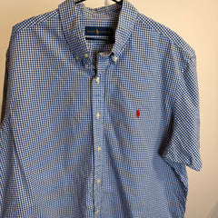 Ralph Lauren Men’s Blue Grid Oxford Short Sleeve Shirt – P671