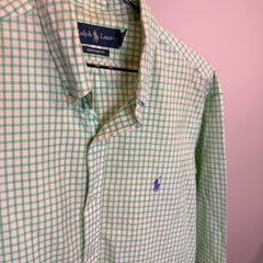 Ralph Lauren Men’s Green Grid Pattern Oxford Shirt – P675