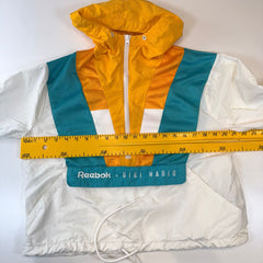 Reebok x Gigi Hadid Cropped Windbreaker Jacket Women’s XS Colorblock Hooded Pullover