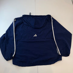 Vintage Adidas Blue Pullover Windbreaker Jacket Hooded