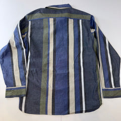 Levi’s Relaxed Fit Striped Button-Up Shirt Men’s Small Blue Green Long Sleeve Casual