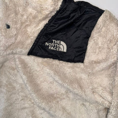 The North Face Girls Sherpa Fleece Pullover Jacket Cream Beige Black Logo Size L/G (14/16)