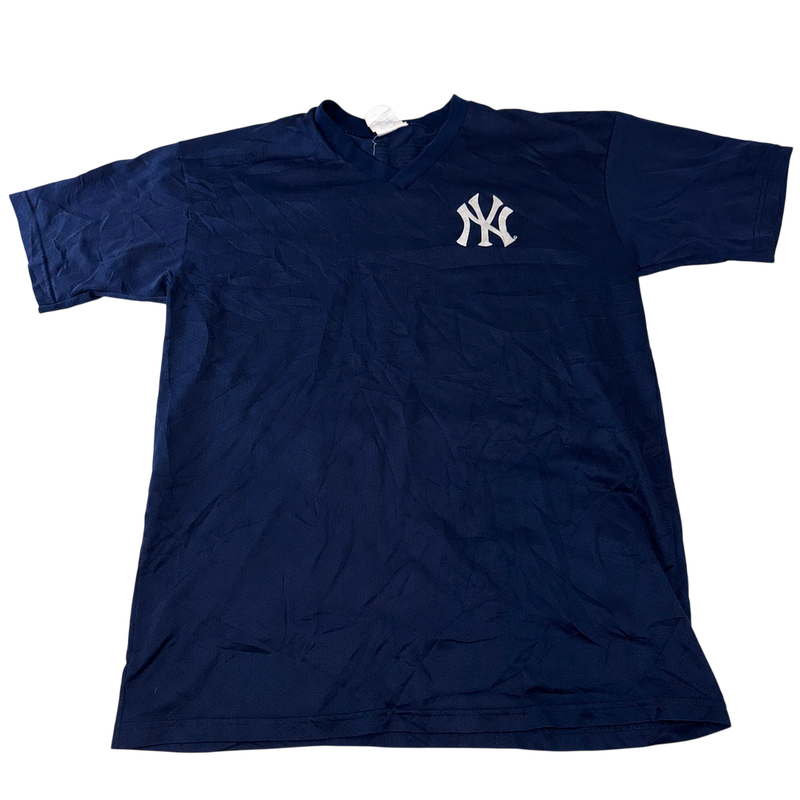 Vintage New York Yankees Majestic Mesh Jersey T-Shirt Navy Blue USA Made Size M
