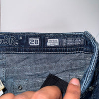 Miss Me Embellished Boot Cut Jeans Dark Blue Crystal Pockets Size 28