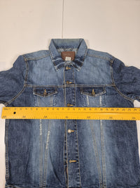 Hard Rock Cafe Ottawa Denim Trucker Jacket Distressed Mid Wash Blue Mens XL