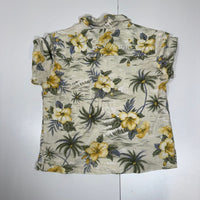 Havana Jack's Cafe Cream Yellow Hawaiian Shirt Coconut Buttons Petite Size PS