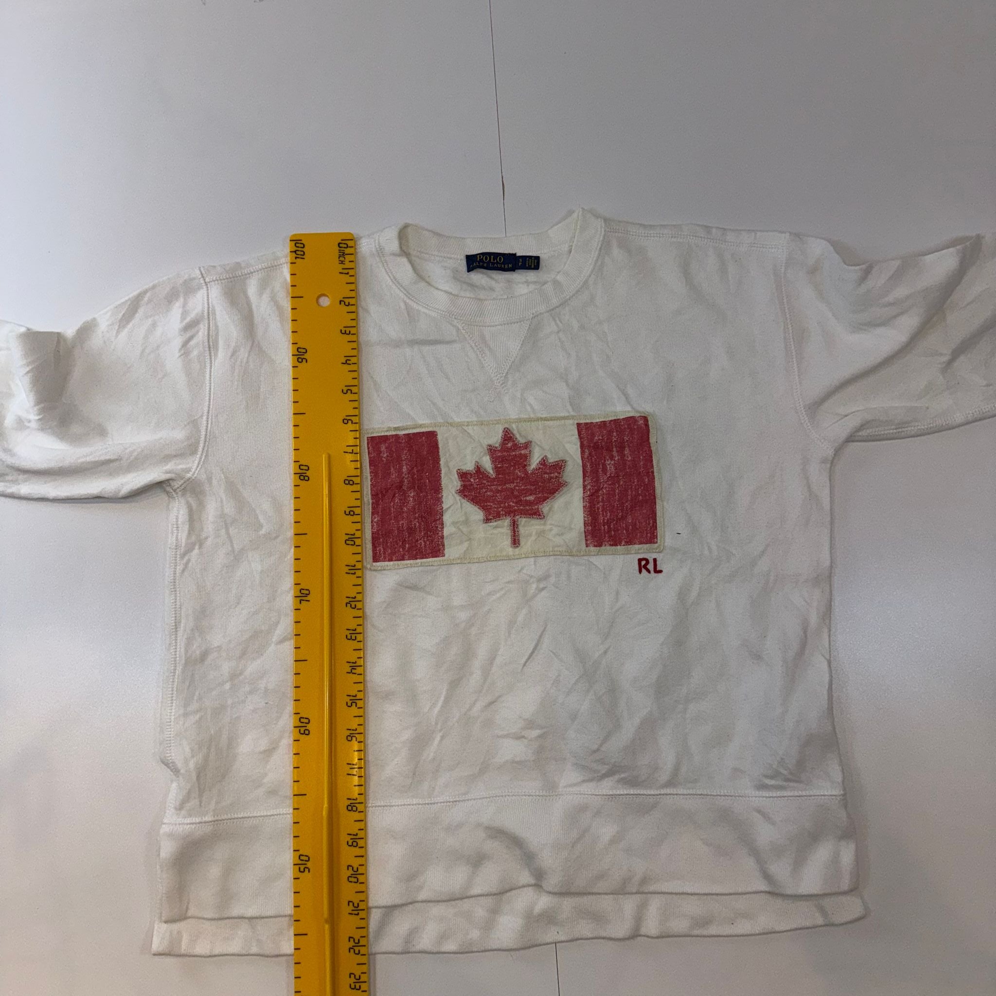 Polo Ralph Lauren Canada Flag Sweatshirt White Fleece Crewneck Size S Vintage Style