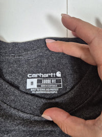 Carhartt Loose Fit Long Sleeve T-Shirt Sleeve Logo Charcoal Heather Grey Size M