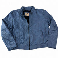 Genuine Leather Zip-Up Bomber Jacket, Men's Size 42 (L)