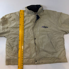 Vintage Kappa Puffer Jacket XL Beige Cream Navy Embroidered Logo 90s Y2K Oversized Coat