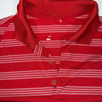 Nike Golf Polo Shirt Mens XL Red White Striped Dri-Fit Performance Short Sleeve