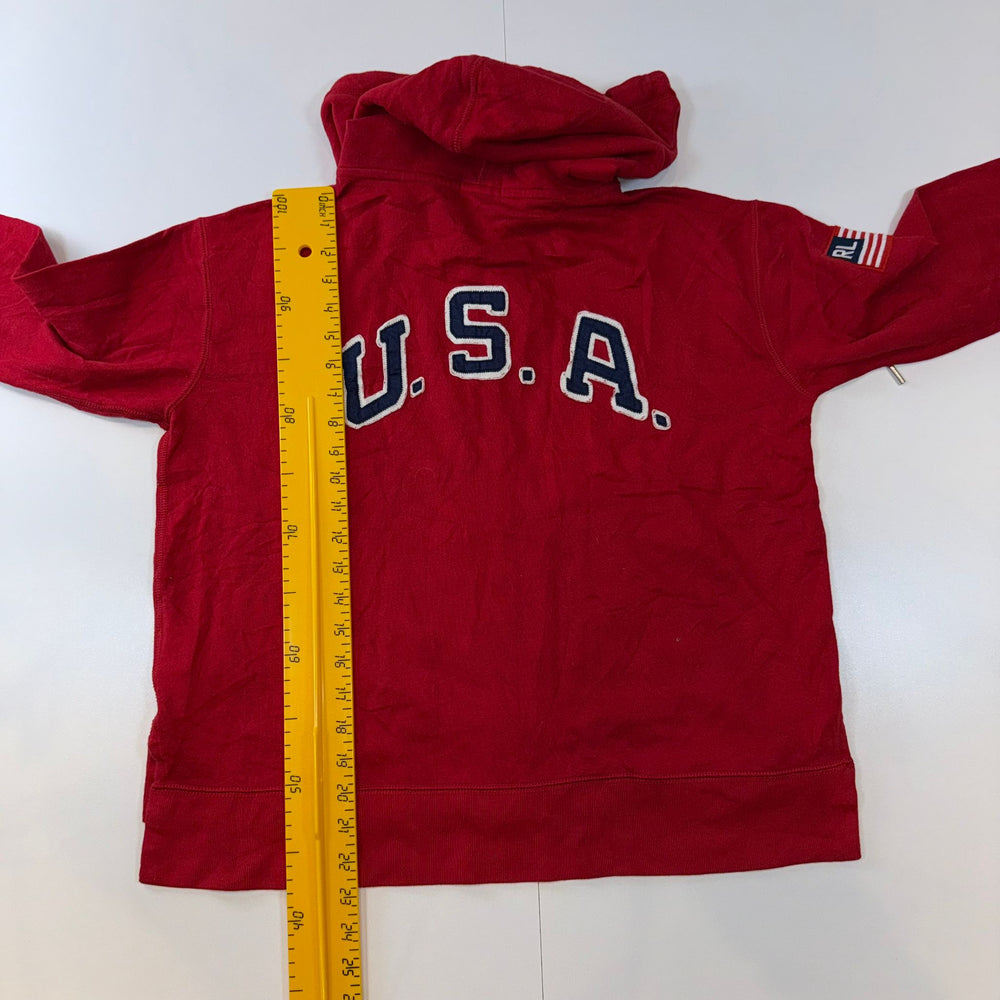 Polo Ralph Lauren USA Big Pony Red Zip Hoodie Jacket Men’s Medium M RL Flag Patch