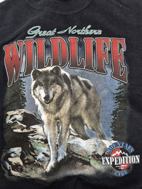 Sapin Wolf Graphic Crewneck Sweatshirt Navy Wildlife Print Size L