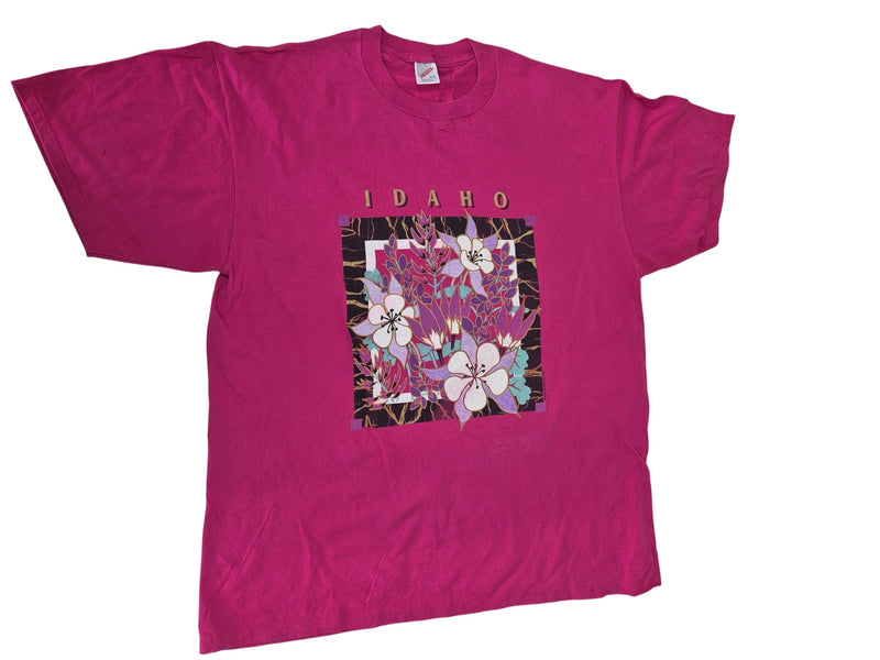 Vintage Jerzees Idaho Souvenir T-Shirt Pink Single Stitch 90s Size 2X
