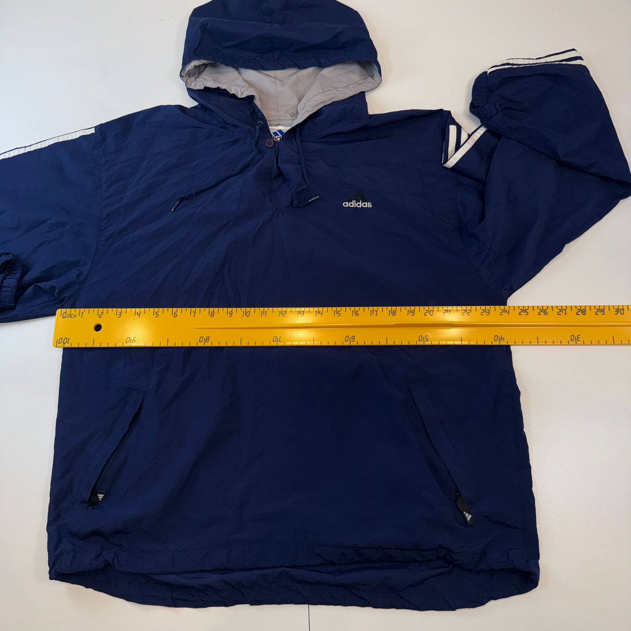 Vintage Adidas Blue Pullover Windbreaker Jacket Hooded