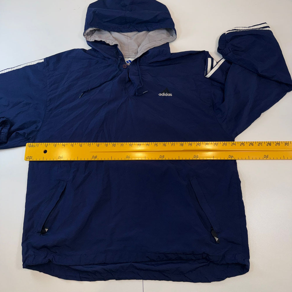 Vintage Adidas Blue Pullover Windbreaker Jacket Hooded