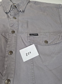 Harley-Davidson Mens Snap Button Shirt Grey Cotton Twill Bar Shield 90s Size M