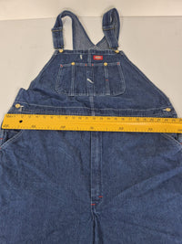 Dickies Blue Denim Bib Overalls Cropped Workwear Adjustable Strap Size 2XL