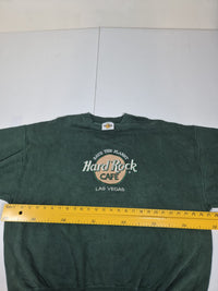 Hard Rock Cafe Las Vegas Sweatshirt Vintage 90s Green XL Embroidered Made USA