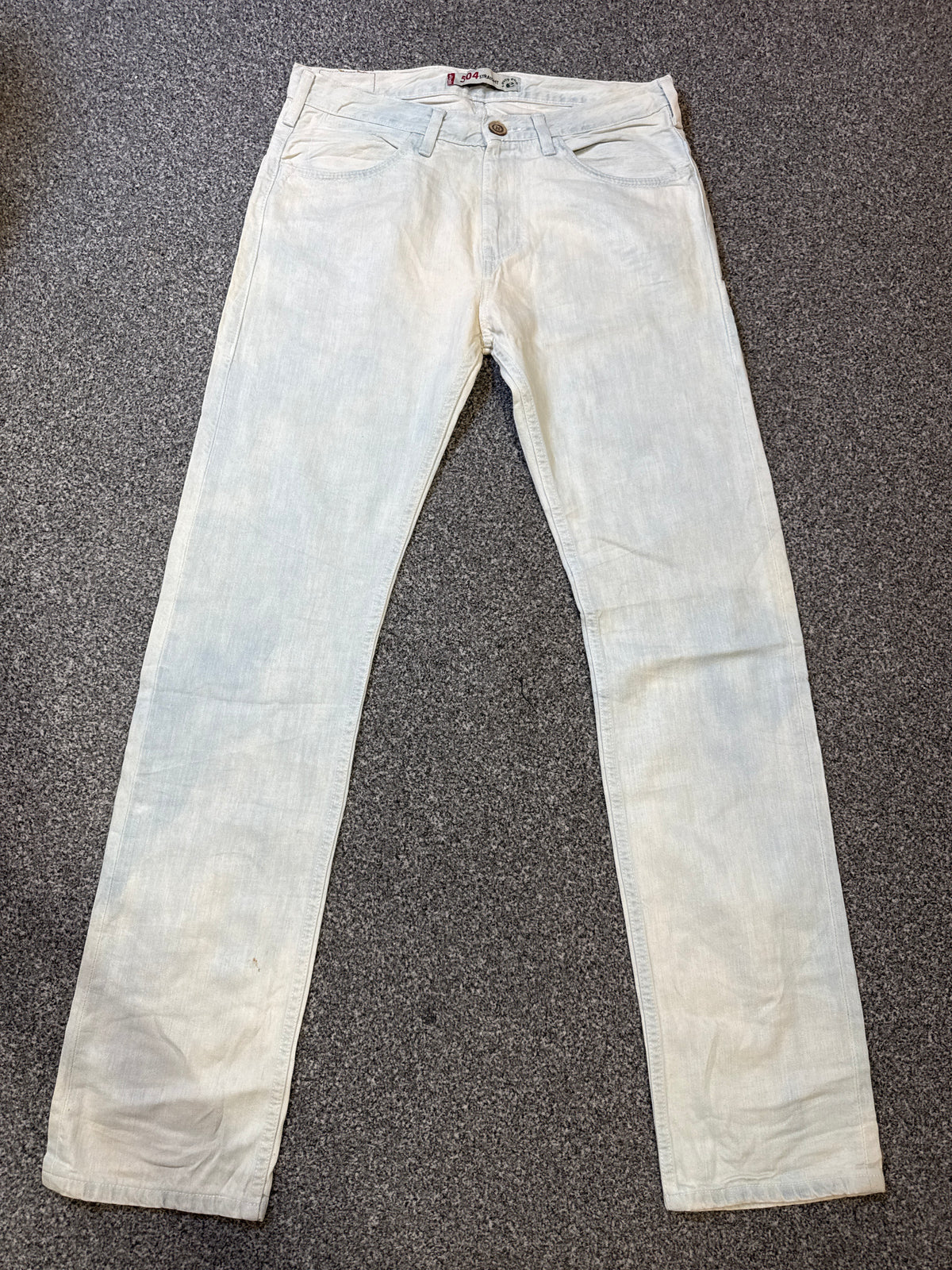 Levi’s Women’s 504 Eco Straight Fit Off-White Light Blue Jeans – P443