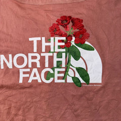 The North Face Floral Logo Long Sleeve T-Shirt Women's L Pink Rhododendron Graphic