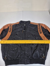 Harley-Davidson Nylon Bomber Jacket Black Orange Embroidered Bar Shield Mens 2XL