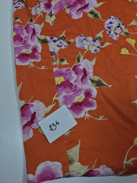 Lauren Ralph Lauren Floral Sheath Dress Orange Pink Midi Sleeveless US 8 UK 12