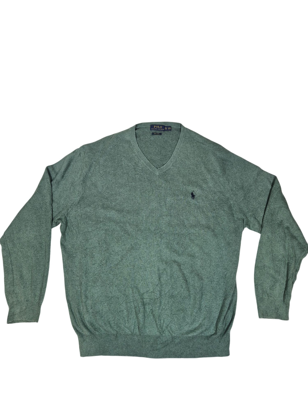 Polo Ralph Lauren V-Neck Jumper Pima Cotton Sage Green Size XXL