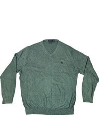 Polo Ralph Lauren V-Neck Jumper Pima Cotton Sage Green Size XXL