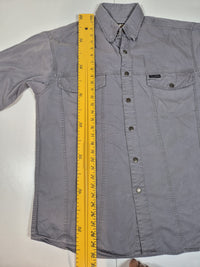 Harley-Davidson Mens Snap Button Shirt Grey Cotton Twill Bar Shield 90s Size M