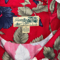 Havana Jack's Cafe Red Floral Hawaiian Vest Coconut Buttons Rayon Size 2X
