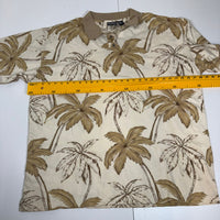 Oakley Sport Polo Shirt Palm Tree Print Cream Cotton Size XXL Mens