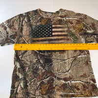 Kawasaki Realtree Camo T-Shirt XXL USA Flag Graphic Hunting Outdoor Cotton Tee