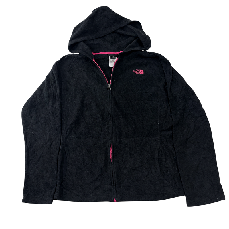 The North Face Girls Black Fleece Hoodie Jacket Pink Logo XL/TG (18)