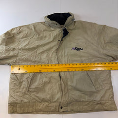 Vintage Kappa Puffer Jacket XL Beige Cream Navy Embroidered Logo 90s Y2K Oversized Coat