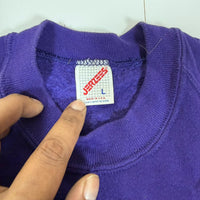Jerzees Purple Novelty Grid Graphic Sweatshirt Farmyard Print 90s Size L