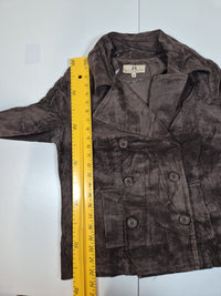 Juicy Couture Corduroy Pea Coat Jacket Brown Double Breasted Womens M Y2K
