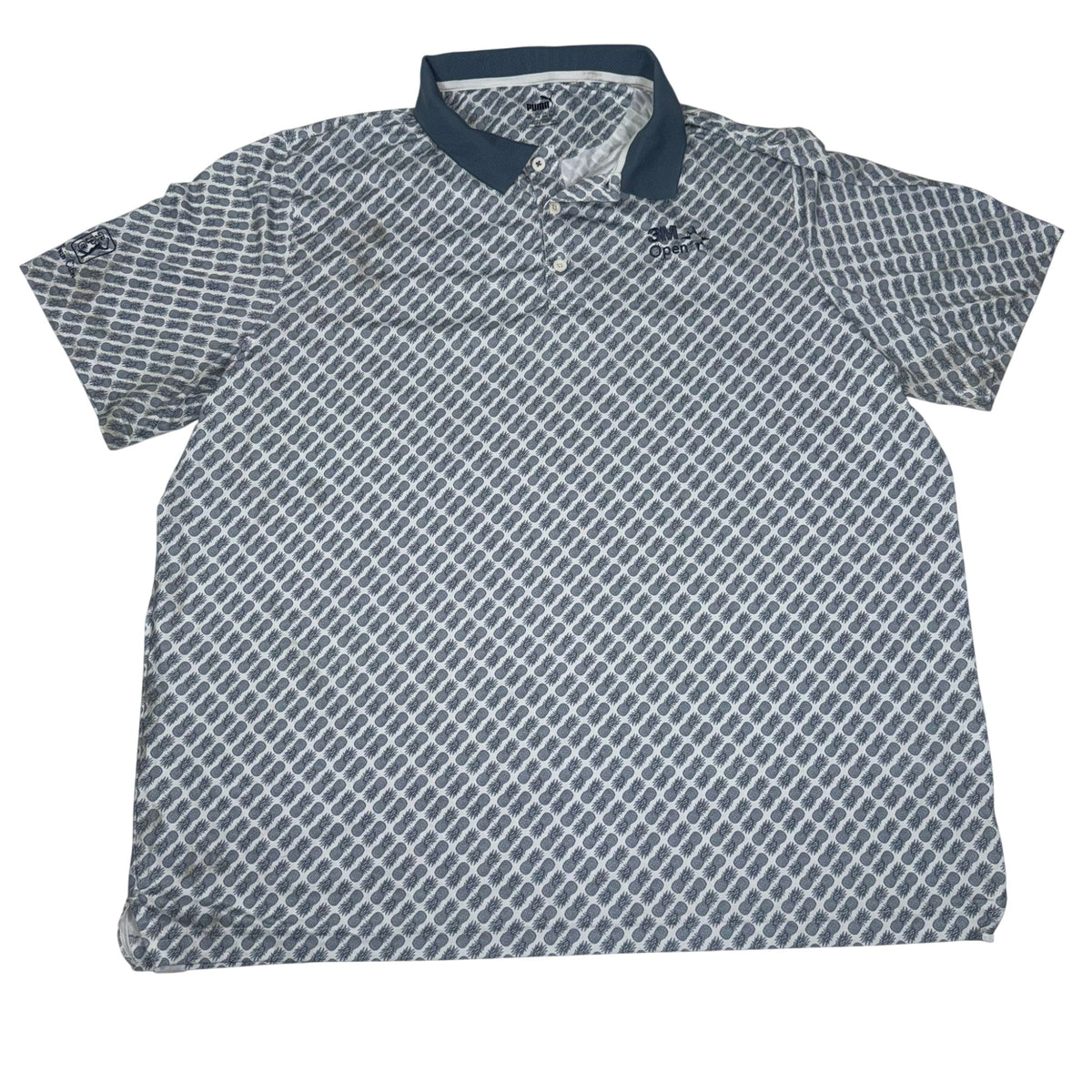 Puma Golf Polo Shirt Pineapple Print Navy Collar Size XXL 3XL