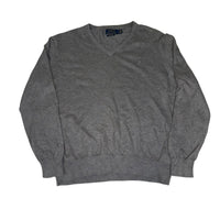Polo Ralph Lauren Pima Cotton V-Neck Jumper Grey Mens Size L