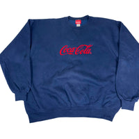 Vintage Coca-Cola Embroidered Crewneck Sweatshirt Navy Oversized Size XL