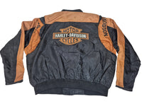 Harley-Davidson Nylon Bomber Jacket Black Orange Embroidered Bar Shield Mens 2XL