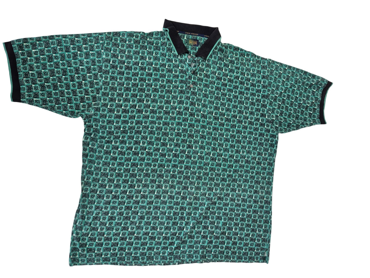 Steve Stricker Fairway Sport Golf Polo Geometric Print Green 2XL