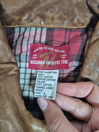 Marlboro Country Store Vintage 90s Denim Jacket Leather Collar Flannel Lined L