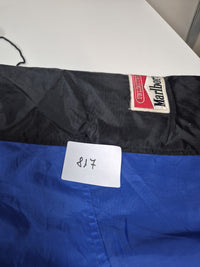 Marlboro Unlimited Vintage 90s Windbreaker Jacket Hooded Nylon Blue Black XXL