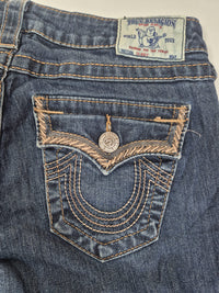 True Religion Skinny Jeans Dark Wash Flap Pocket Denim Size UK 8